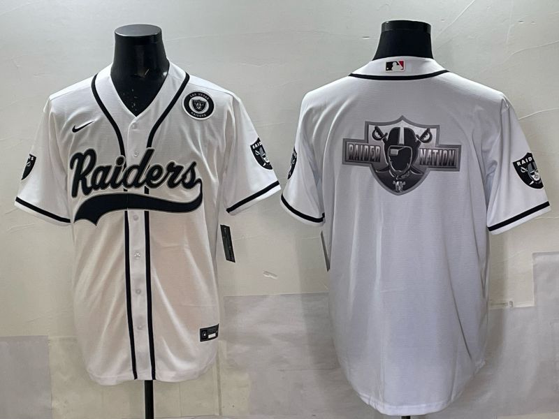 Men 2025 Nike Oakland Raiders Blank White Joint Name  Limited NFL Jersey style 054->oakland raiders->NFL Jersey